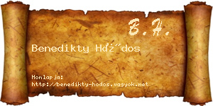 Benedikty Hódos névjegykártya